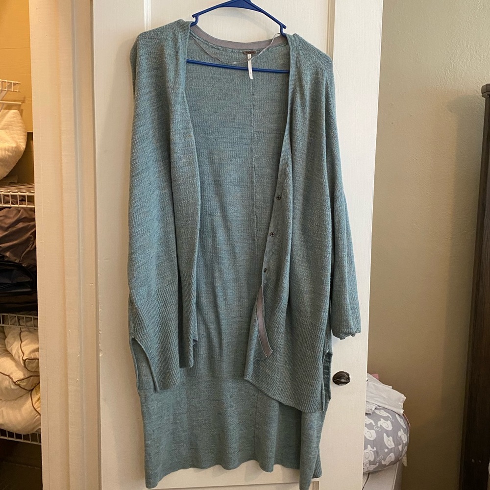 Free People Long button sweater
